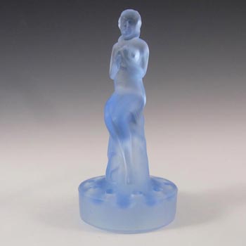 (image for) Sowerby Art Deco Frosted Blue Glass Nude Lady Figurine
