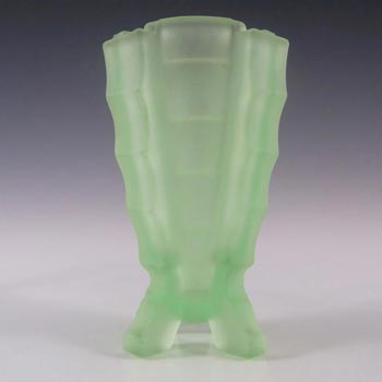 (image for) Bagley #3007 Art Deco 4.25" Uranium Green Glass 'Bamboo' Vase