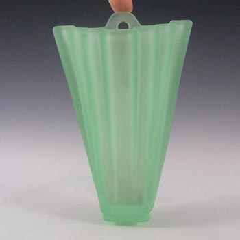 (image for) Bagley #334 Art Deco Uranium Green Glass 'Grantham' Wall Vase
