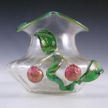 (image for) Kralik Art Nouveau Applied Berries Iridescent Glass Vase