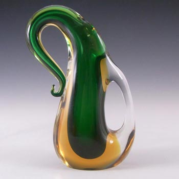 (image for) Murano / Venetian Green & Amber Sommerso Glass Vase