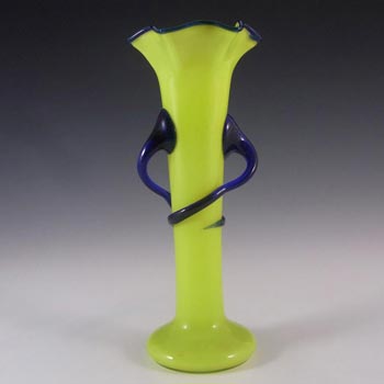 (image for) Welz Czech Art Deco 9.5" Yellow & Blue Glass Tango Vase
