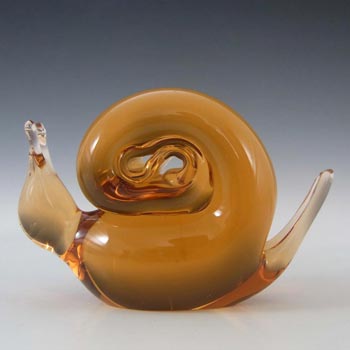 (image for) Wedgwood Topaz Glass Snail Paperweight L5011 - Marked
