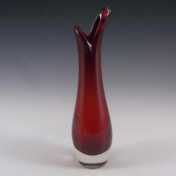 Whitefriars #9556 Ruby Red Cased Glass 8.5" Beak Vase