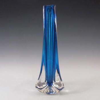 (image for) Whitefriars #9570 Baxter Kingfisher Blue Glass Three Sided Vase