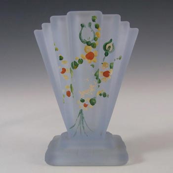 (image for) Bagley #334 Art Deco 4" Painted Blue Glass 'Grantham' Vase