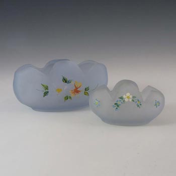 (image for) Bagley #3169 Art Deco Frosted Blue Glass 'Tulip' Posy Bowls