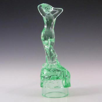 (image for) Bagley Art Deco Uranium Green Glass 'Andromeda' Nude Lady Figurine