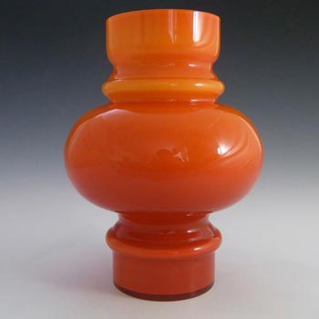 (image for) Lindshammar 1970's Swedish Orange Hooped Glass Vase