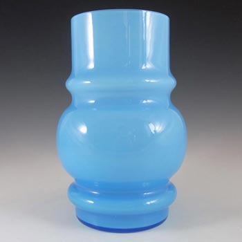 (image for) Lindshammar 1970's Swedish Blue Hooped Glass Vase #1