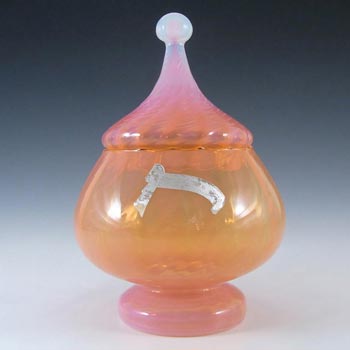 (image for) Empoli Italian Pink/Orange Opaline Glass Jar/Pot - Labelled