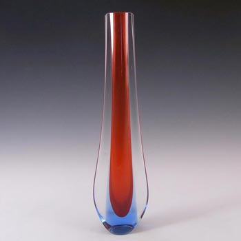 (image for) Galliano Ferro Murano Sommerso Red & Blue Glass Stem Vase