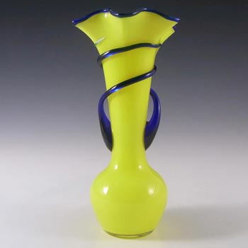 (image for) Czech 1930's/40's Yellow & Blue Glass Tango Vase #1