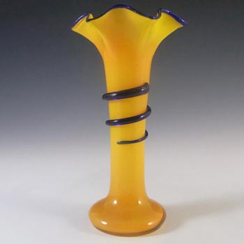 (image for) Czech 1930's/40's Yellow & Blue Glass Tango Vase #2