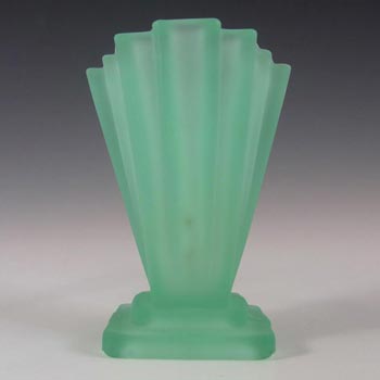 (image for) Bagley #334 Art Deco 4" Uranium Green Glass 'Grantham' Vase