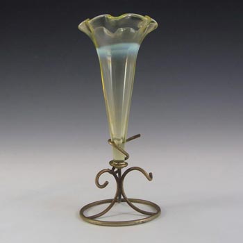(image for) Victorian Vaseline / Uranium Glass + Silver Epergne Vase #2