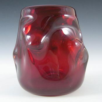 (image for) Whitefriars #9608 Wilson/Dyer Ruby Red Glass Knobbly Vase