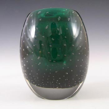 Whitefriars #9506 Green Cased Glass Ovoid Bubble Vase