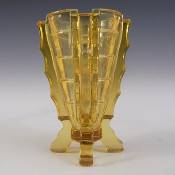 (image for) Bagley #3007 Art Deco 4.25" Vintage Amber Glass 'Bamboo' Vase