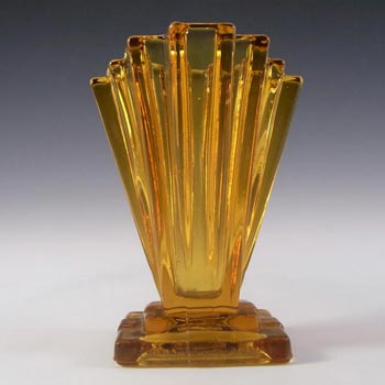 (image for) Bagley #334 Art Deco 4" Vintage Amber Glass 'Grantham' Vase