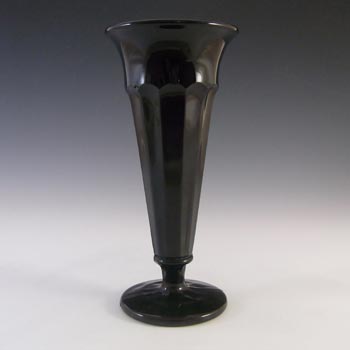 (image for) Davidson Art Deco 1930's Jet Black Glossy Glass Vase #50