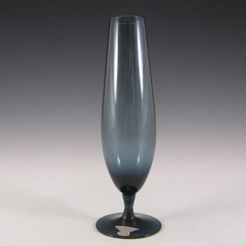 Gullaskruf Smoky Blue Swedish Glass 9.5" Vase - Labelled
