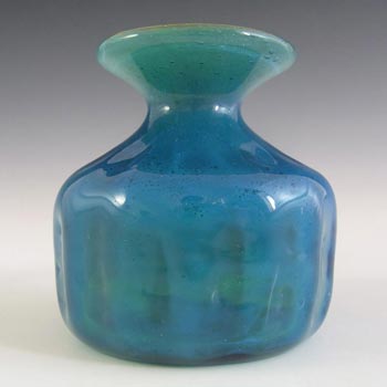 (image for) Mdina Bubbly Maltese Blue & Yellow Glass Vase - Signed