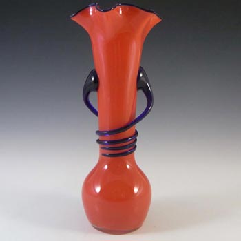 (image for) Czech Art Deco Red & Blue Glass Tango Vase