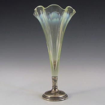 (image for) Victorian Vaseline / Uranium Glass + Silver Epergne Vase #5