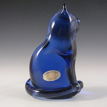 (image for) Wedgwood Sapphire Blue Glass Cat RSW406 or SG440 - Marked