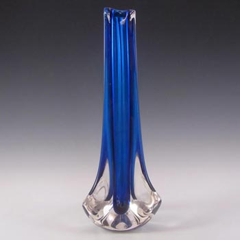 Whitefriars #9570 Baxter Cased Blue Glass Three Sided Vase