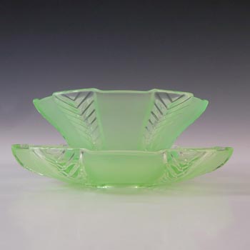 (image for) Walther & Söhne Art Deco Uranium Green Glass 'Athene' Bowl & Plate