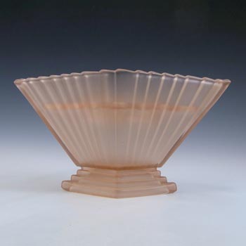 (image for) Bagley #1333 Art Deco 5.75" Frosted Pink Glass 'Wyndham' Vase