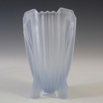 (image for) Bagley #3057 Art Deco 3.75" Frosted Blue Glass 'Bedford' Vase