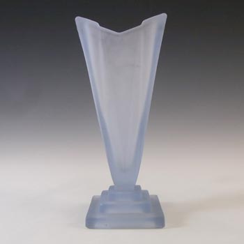 (image for) Bagley #1333 Art Deco 7.5" Frosted Blue Glass 'Wyndham' Vase