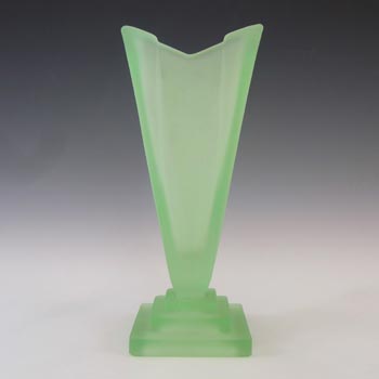 (image for) Bagley #1333 Art Deco 7.5" Uranium Green Glass 'Wyndham' Vase
