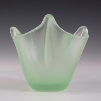 (image for) Bagley Art Deco Frosted Green Glass Handkerchief Posy Vase