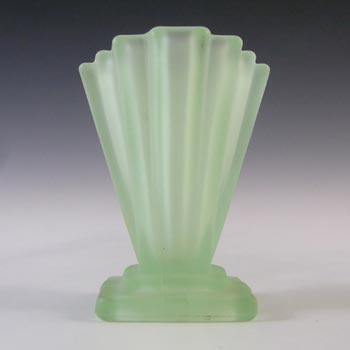 (image for) Bagley #334 Art Deco 4" Frosted Green Glass 'Grantham' Vase