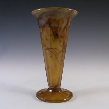 (image for) Davidson #51 Vintage 7.5" Art Deco Amber Cloud Glass Vase