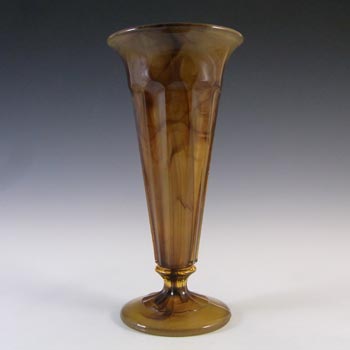 (image for) Davidson Vintage 8.5" Art Deco Amber Cloud Glass Vase #50