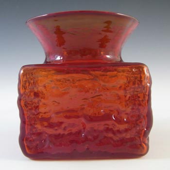(image for) Dartington Flame Red Glass Bark Vase by Frank Thrower #FT101