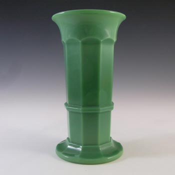 (image for) Davidson Art Deco 8" Jade Green Glass Vase #279