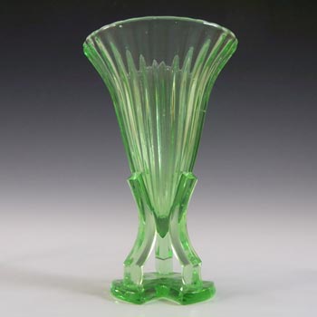 (image for) Czech Art Deco 1930's Uranium Green Glass Rocket Vase
