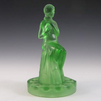 (image for) LARGE Art Deco Uranium Green Glass Nude Lady Figurine