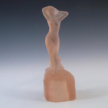(image for) Bagley Art Deco Pink Glass 'Andromeda' Nude Lady Figurine