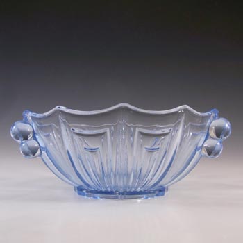 (image for) Stölzle Czech Vintage Art Deco 1930's Large Blue Glass Bowl