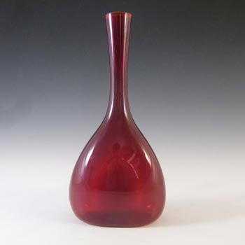 (image for) Elme Vintage Scandinavian Cherry Red Glass 'Flattened' Vase