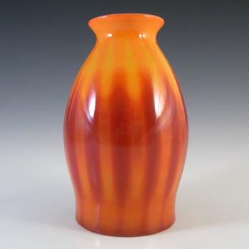 (image for) Elme Vintage Scandinavian Orange Cased Glass Striped Vase