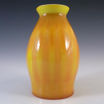 (image for) Elme Vintage Scandinavian Yellow Cased Glass Striped Vase