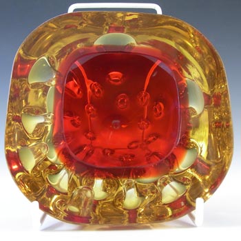 (image for) Galliano Ferro Murano Red & Amber Sommerso Glass Geode Bowl
